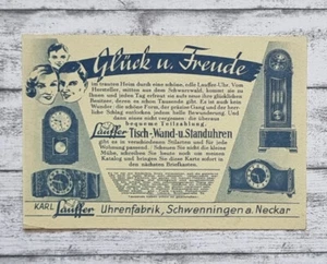 Lauffer Uhrenfabrik Schwenningen Standuhr Tisch Schwarzwald Werbung Reklame alt - Picture 1 of 2