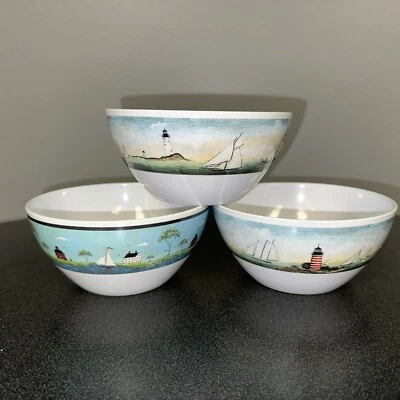 LOTE DE 3 CUENCOS DE CEREALES DE PLÁSTICO DAVID CARTER MARRÓN SAKURA FARO Y VELERO Foto 1 de 4