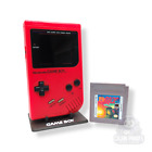 Nintendo Game Boy DMG Red w/ Backlit IPS Screen + F1 Race Game & Display Stand!