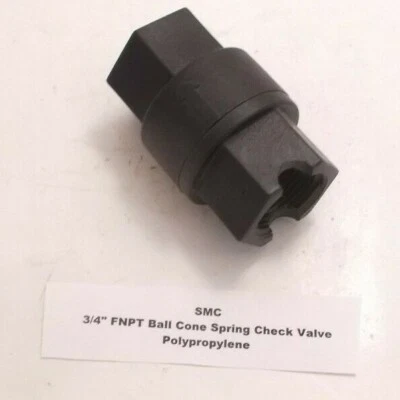 Válvula de retención de resorte de cono de bola SMC 3/4" FNPT - Polipropileno (FP CHK 687-12F12F-B) Foto 1 de 3