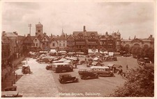 MARKET SQUARE SALISBURY WILTSHIRE REAL PHOTO POSTCARD c.1920'S EA SWEETMAN