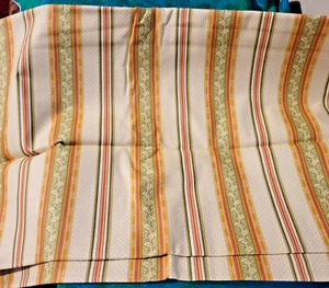 Vintage Cranston Cotton Stripe Fabric Beige, Gold, Green & Rust 3 1/8 Yd x 45" w - Picture 1 of 3