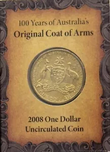 Carpeta de monedas de Melbourne 2008 escudo de armas centenario como nuevo $1 M marca privada - Imagen 1 de 3
