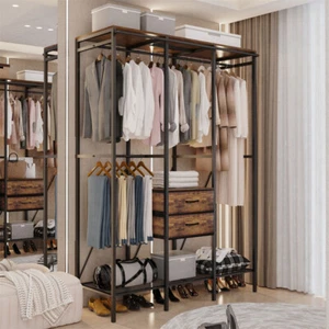 Closet Wardrobe Closet for Hanging Clothes Steel Tube Clothes Storage Organizer - Picture 1 of 17