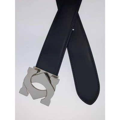 Cinturón Cartier 2C Logo Hebilla Negro Auténtico Plateado Herrajes Elegante Para Mujer Foto 1 de 4