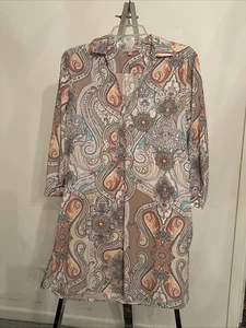 Jarrón vestido de Joan. Talla L. Cachemira multicolor. Vestido camisero con cuello - Imagen 1 de 7