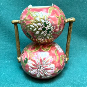 Antike Fischer J Budapest Blumenvase signiert 6 1/2 cm hoch Majolika BESCHÄDIGT - Bild 1 von 15