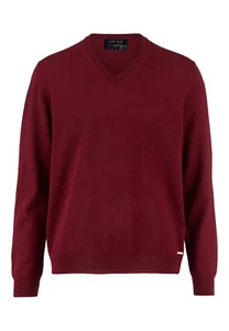 Marvelis Herren Pullover Casual Fit V-Ausschnitt Einfarbig Bordeaux - Bild 1 von 2