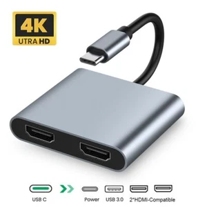 Adapter USB 3.0 Type-C to Dual HDMI Screen Expansion Docking Station USB C Hub - Picture 1 of 11