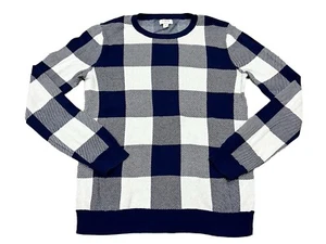 J. Crew Teddie Crewneck sweater Buffalo Check Blue women’s size medium - Picture 1 of 6