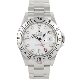 ROLEX EXPLORER II 16570 NO-HOLE DATE STEEL 40MM WHITE DIAL GMT OYSTER WATCH-B&P - Picture 1 of 12