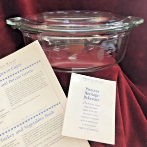 Princess House Crystal #6114 Heritage 2 Pc. 2 1/2 Quart Casserole Bakeware IOB - Picture 1 of 16