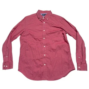 Banana Republic Shirt Mens Large Red Soft Wash Slim Fit Button Up Flip Cuff - Picture 1 of 10