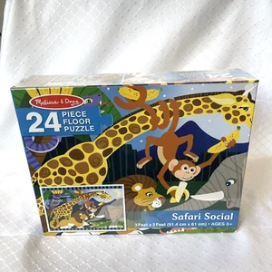 Melissa & Doug Safari Social Jumbo Jigsaw Floor Puzzle 24 Pcs 2 x 3 Feet Ages 3+ - Picture 1 of 9