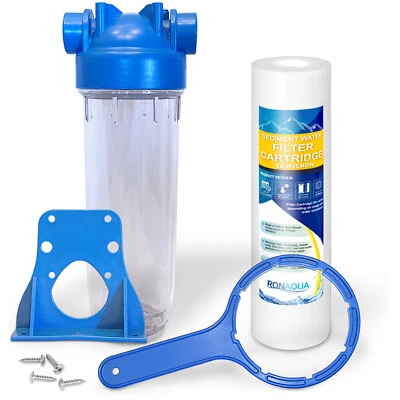 Sistema de filtro de agua estándar transparente de 10" para toda la casa filtro de sedimentos de 10 micras Foto 1 de 4