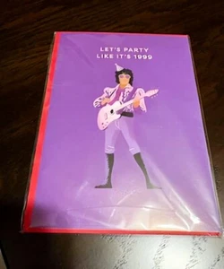 Tarjeta de cumpleaños de dibujos animados Prince Let's Party Like It's 1999~~INTERIOR EN BLANCO - Imagen 1 de 1