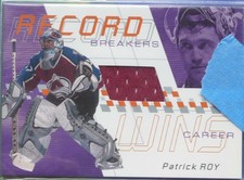 Patrick Roy 2001-02 BAP Between the Pipes Record Breakers Game Jersey #RB-17