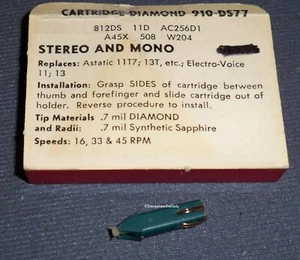 STEREO CARTRIDGE NEEDLE STYLUS for Astatic 11T7, 13T, 13TX etc EV 11 13 910-DS77 - Picture 1 of 2