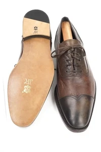$695 Ermenegildo Zegna Mens Restored / Resoled Leather Cap Toe Shoes US Size 8M - Picture 1 of 10