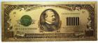 1928 $1000 Federal Reserve Novelty 24K Gold Foil Plated Note Bill 6
