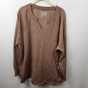Terra & Sky Top Woman’s Size 1X Brown Long Sleeve  - Picture 1 of 6