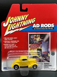 2001 Johnny Lightning YELLOW 1934 FORD COUPE AD RODS street smart free shipping - Picture 1 of 4