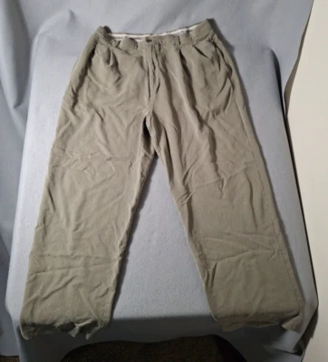 Pantalones Tommy Bahama Para Hombre 38x34 Actual 38/31 Verde Oliva Seda Chino Preppy Plisado Foto 1 de 4