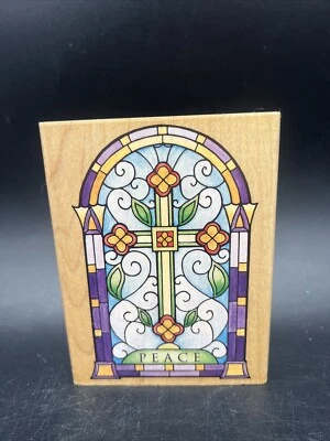 Delta Stained Glass Cross Rubber Stamp Peace Crucifix 5" x 3.75" A1815G 2004 - Image 1 of 4