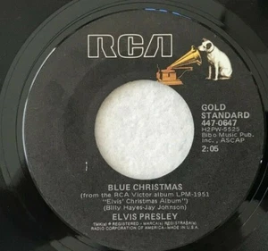 Elvis Presley - Blue Christmas / Santa Claus Back in Town 45 rpm record 7" RCA - Picture 1 of 4