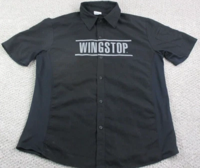 WingStop Work Shirt Adult Medium Black Button Up Management Loose Fit Mens - Image 1 of 4