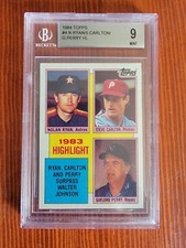 1984 TOPPS #4 HIGHLIGHT NOLAN RYAN STEVE CARLTON GAYLORD PERRY - BGS 9 MINT HOF