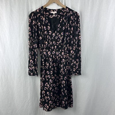 Rebecca Taylor Cheetah Burnout Silk Blend Belted Dress Womens Size 8 Feminine - Image 1 of 4