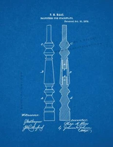 Balusters For Stairways Patent Print Blueprint - Picture 1 of 3