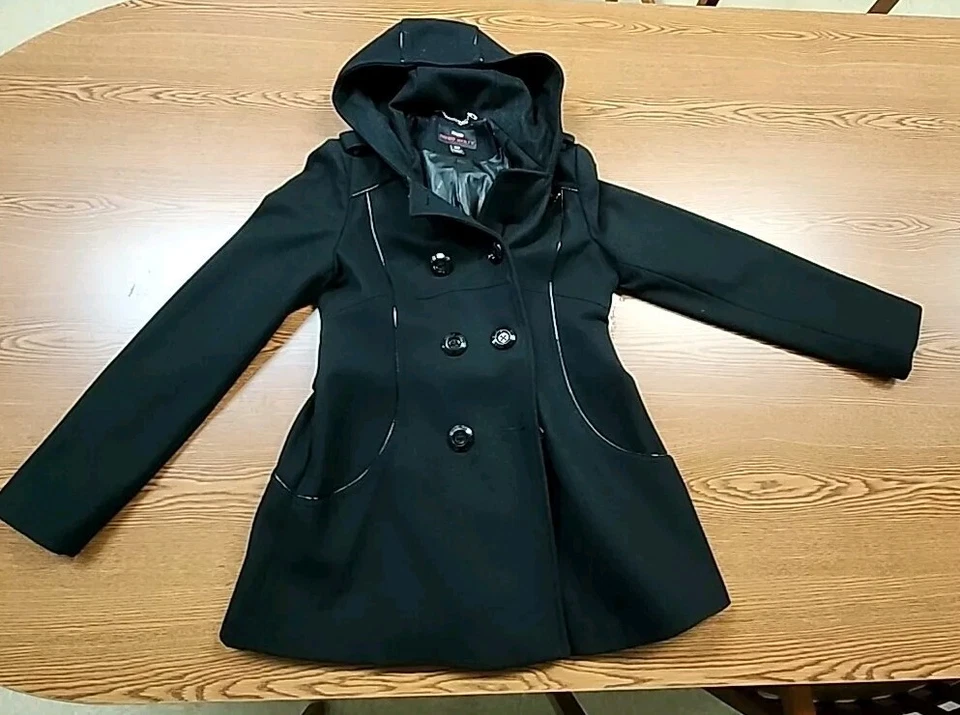 Abrigo M60 Miss Sixty, Elegante Abrigo Abotonado Talla Mediana Negro Mezcla Lana  Foto 1 de 4