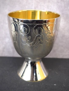Nice Silver Plated Chalice with Christ and 12 Apostles (CU168) - Picture 1 of 11