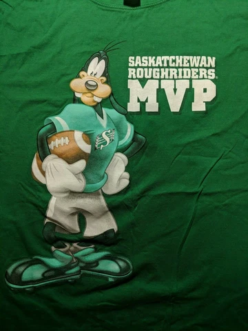 GOOFY DISNEY CFL SASKATCHEWAN ROUGHRIDERS MVP FOOTBALL  GREEN XL T SHIRT Cover