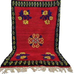 Pulsh Vintage Handmade Red Moroccan Rug Berber Boujaad Tribal Kilim Carpet 6x4 - Picture 1 of 24