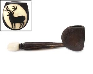 Pipa de mano de ciervo tagua hecha a mano para fumar tabaco natural tallada espíritu regalos animales - Imagen 1 de 4