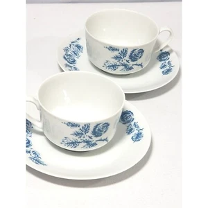 Arzberg Germany Tea Cups Saucers Royal Blue Roses Vintage RARE Pattern 44 MCM 2 - Picture 1 of 8