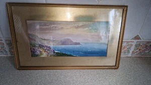 ORIGINAL DORSET COASTLINE AQUARCOLON VON HERBERT WILLIAM HICKS (1880-1944) SIGNIERT - Bild 1 von 10
