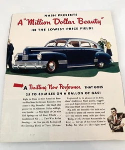 Brochure pubblicitaria vintage originale 1942 Nash grande pieghevole Ambassador 600 - Foto 1 di 5