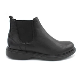 Geox U16DCC Ottavio Men's Leather Ankle Boots with Side Elastic Black - Picture 1 of 2