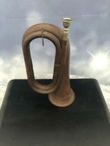 Antigua réplica de corneta de latón macizo con boquilla hecha en India - Imagen 1 de 6