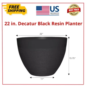 22 in. Decatur Black Resin Planter – Durable and Stylish for Indoor/Outdoor Use - Picture 1 of 3