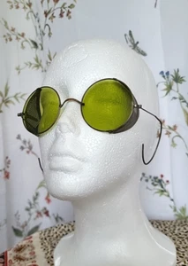 Antique Sunglasses Goggles Spectacles Steampunk Safety Glasses Green Vtg Moto - Picture 1 of 11