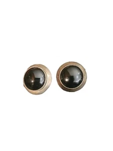 Vintage Native American Earrings Sterling Silver And Black Stone Stamped MJ - Bild 1 von 5