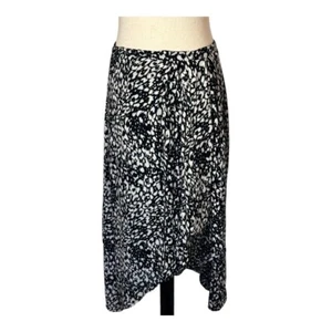 Falda The Kooples Mujer Mediana Negra Blanca Animal Fluyendo Larga Asimétrica Midi - Imagen 1 de 11