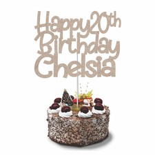 Topper per torte in legno di compleanno personalizzato decorazione torta MDF con qualsiasi nome età 10 20