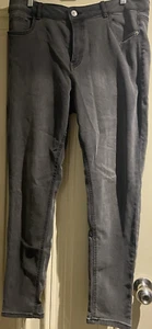 Womens Winter Black Denim Stretch Jeans Size 16 - Picture 1 of 2