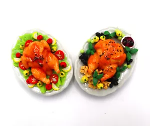 Dollhouse Food Set 2 Tiny Roasted Turkey Dollhouse Miniature Doll Collectibles - Picture 1 of 8